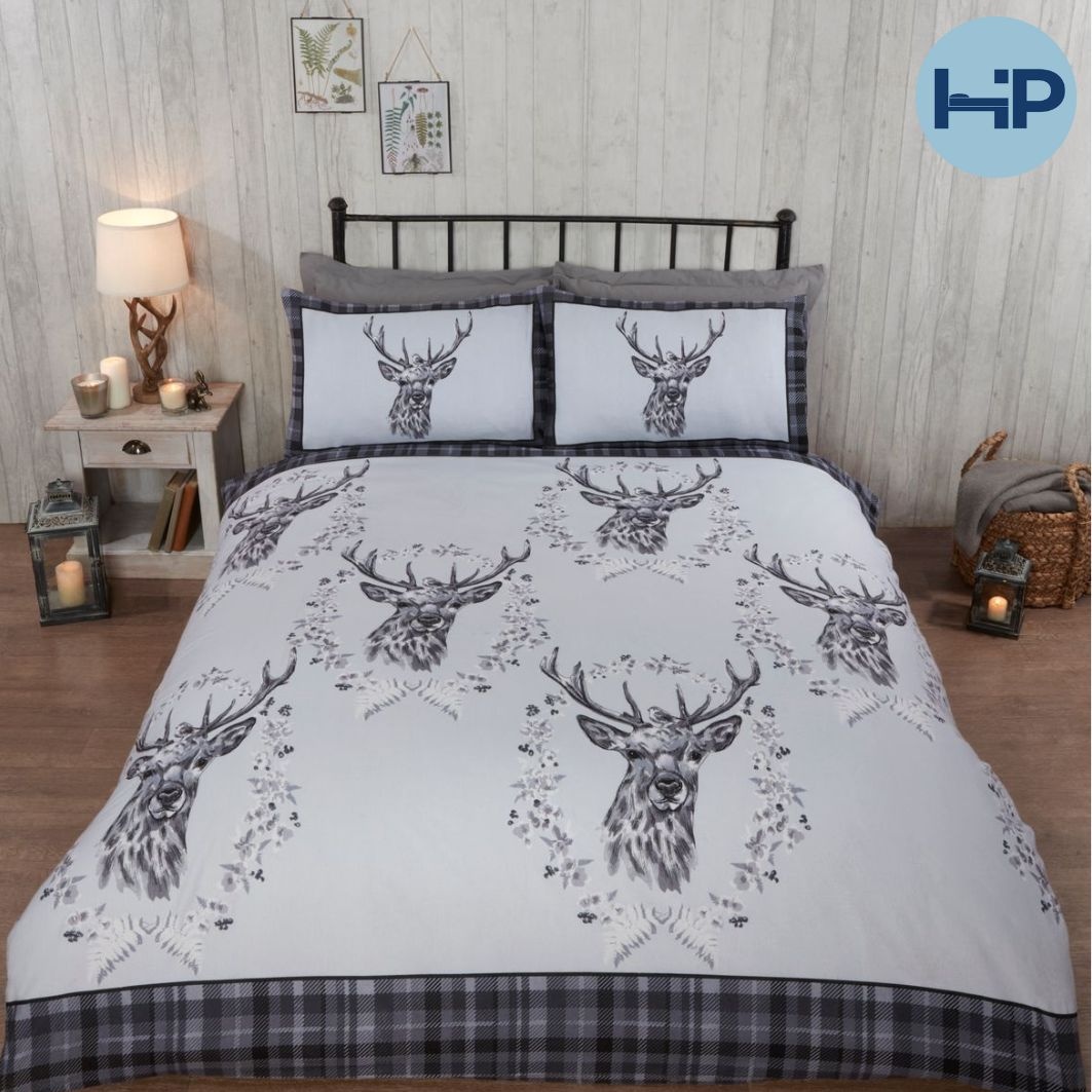 So Soft dekbedovertrek Angus Stag grijs - flanel
