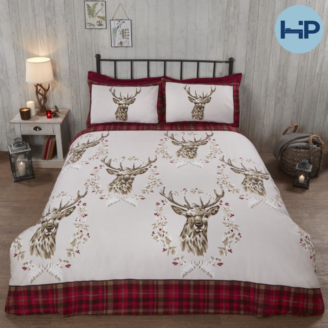Flanel dekbedovertrek Angus Stag