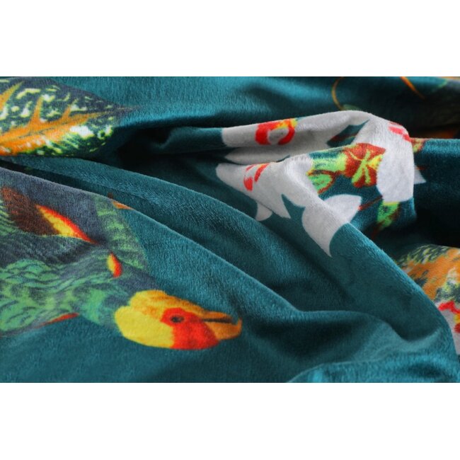 Velvet dekbedovertrek Parrot  - Petrol - Bloemen