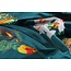 Velvet dekbedovertrek Parrot  - Petrol - Bloemen