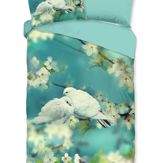 Katoen dekbedovertrek Bloesem tak met duiven