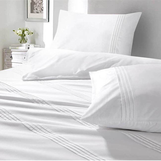 Katoen percal dekbedovertrek Agatha - Wit