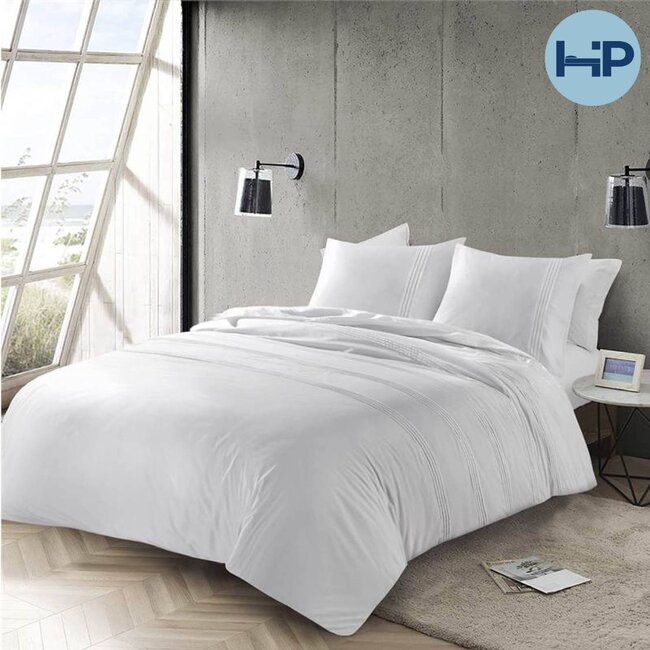 Katoen percal dekbedovertrek Agatha - Wit