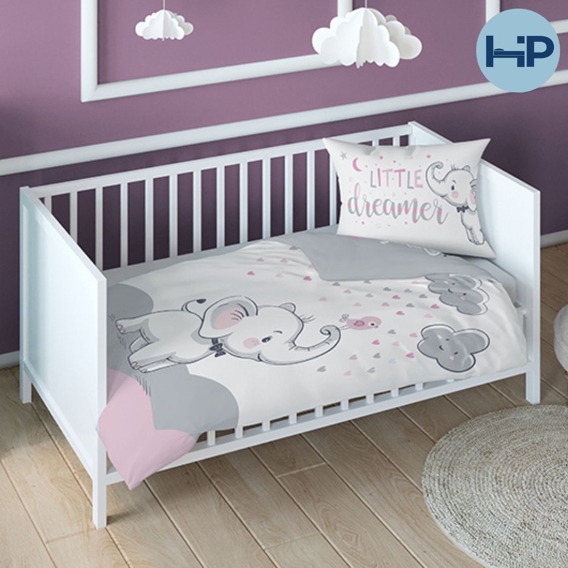 Ledikant dekbedovertrek Little dreamer roze - katoen / bamboe - 100x135 + 40x60 cm