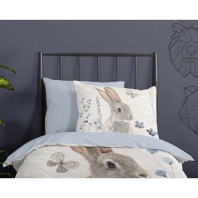 Katoen kinderdekbedovertrek Konijn Ravi - 140x220 + 60x70 cm