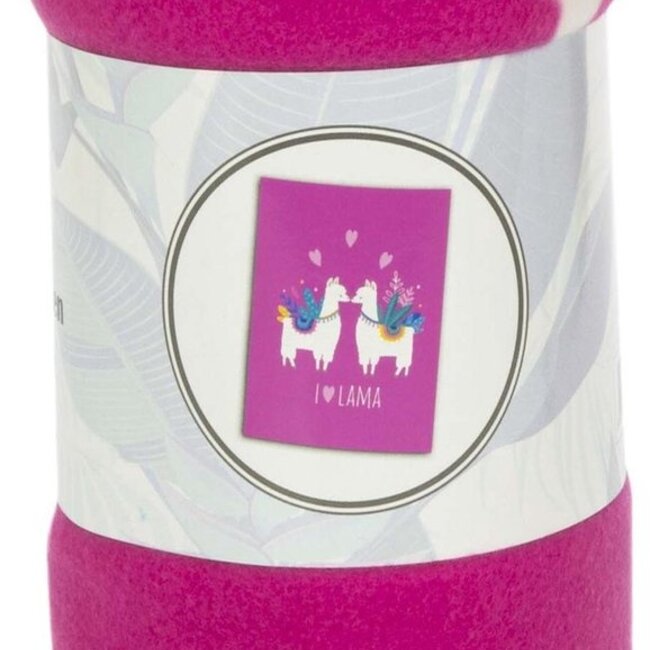 Lama fleece deken - roze - 130x160 cm - I ♥ Lama