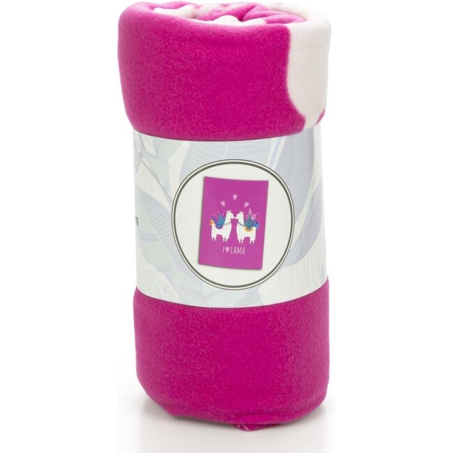 Lama fleece deken - roze - 130x160 cm - I ♥ Lama