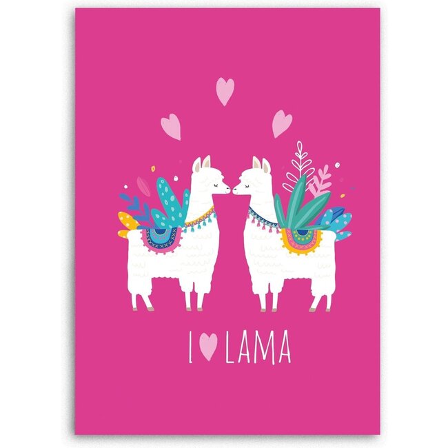 Lama fleece deken - roze - 130x160 cm - I ♥ Lama
