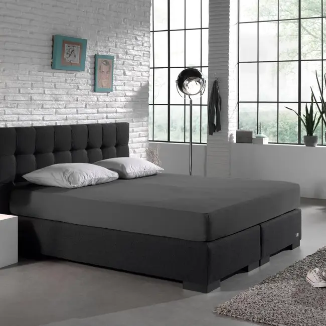 Hoeslaken - dubbel jersey - antraciet