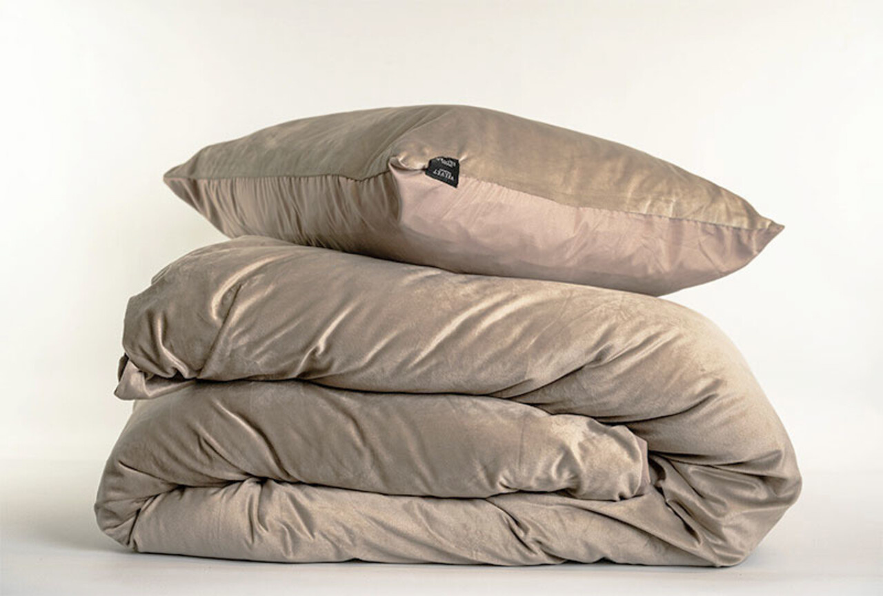 Fluwelen dekbedovertrek - velvet - taupe/grijs