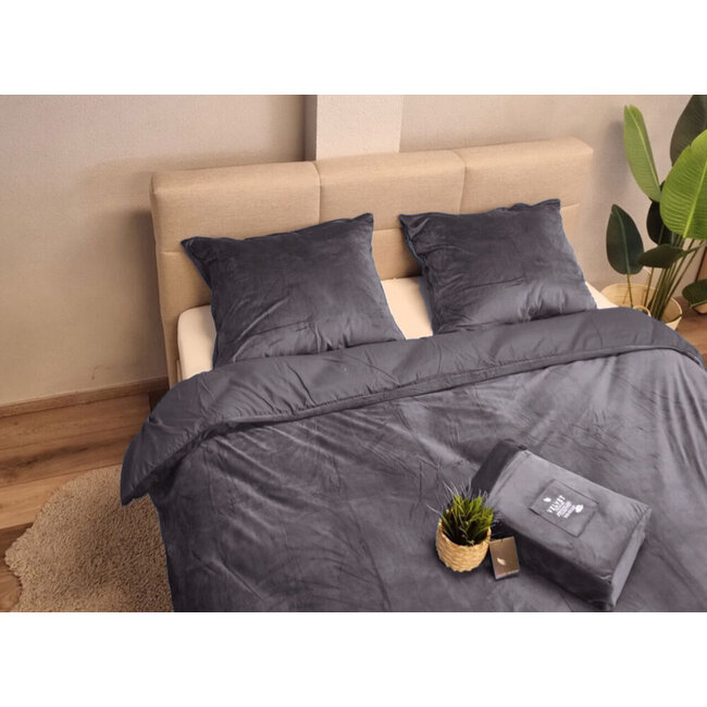 Velvet dekbedovertrek - antraciet