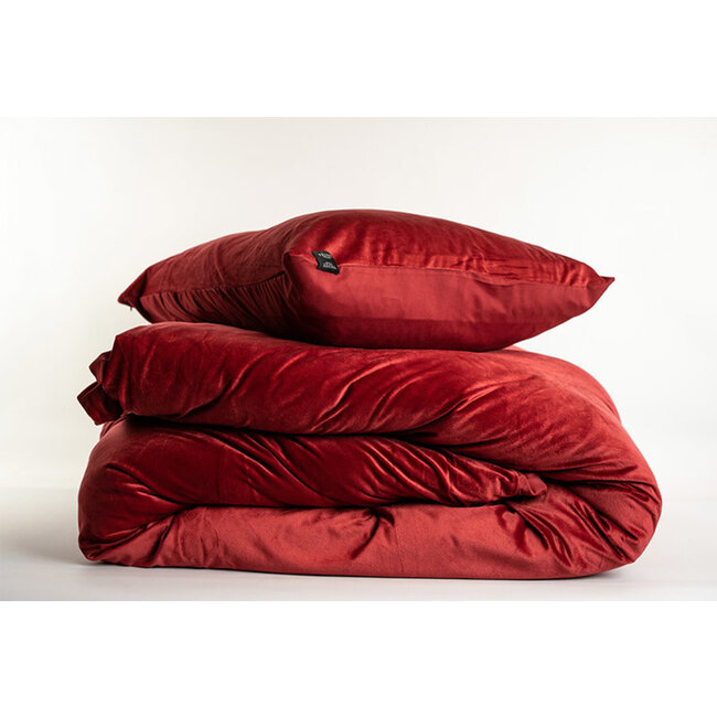 Velvet dekbedovertrek - rood