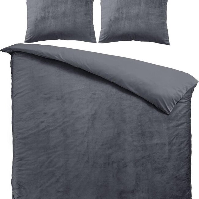 Velvet dekbedovertrek - antraciet
