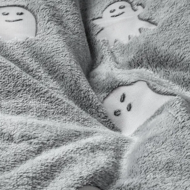 Teddy Fleece kinderdekbedovertrek - Glow in the dark - Spookjes - Grijs - 140x220 + 60x70 cm