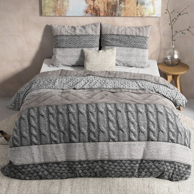 Flanel  dekbedovertrek Elin - taupe