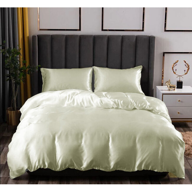 Glans satijn dekbedovertrek - off white