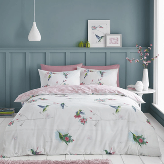 Gaveno Cavailia Polykatoen  dekbedovertrek Humming bird roze - Lits-jumeaux (230x220 + 2st 50x75 cm)