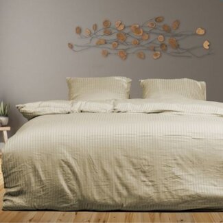 .Decoware® Hotelstreep dekbedovertrek - crème - katoen satijn