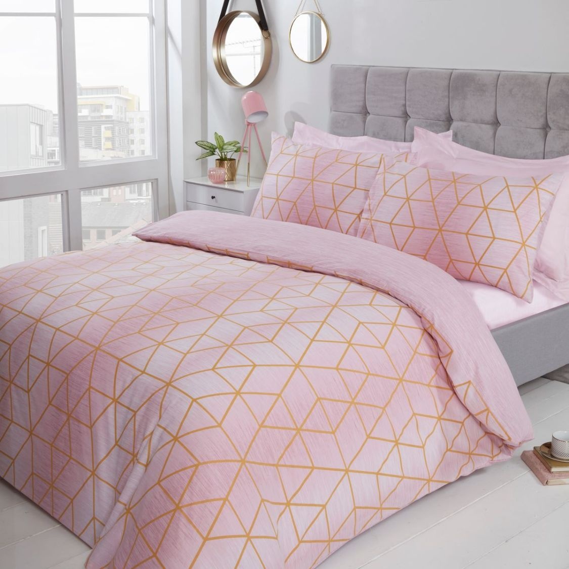 Polykatoen dekbedovertrek Calvin blush pink - 1-persoons (135x200 + 50x75cm)