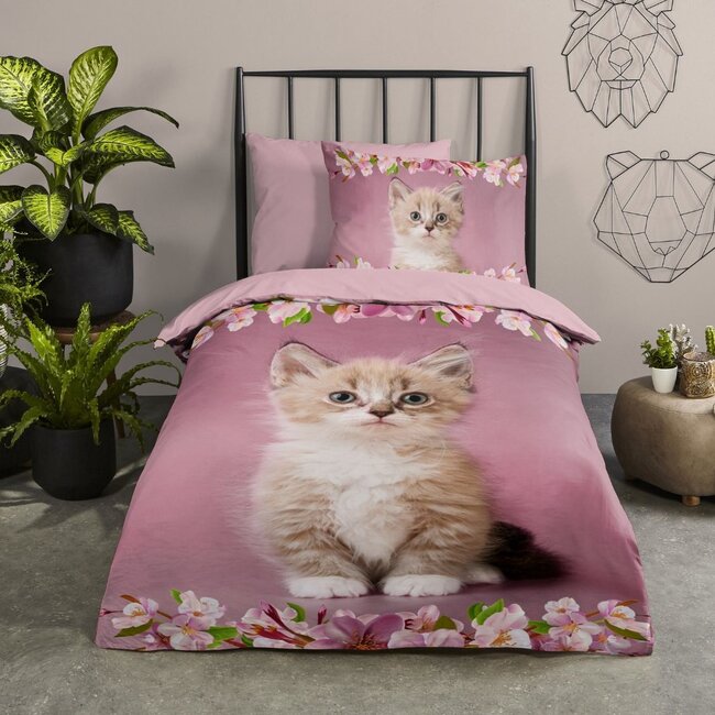 Dekbedovertrek kitten Look - Katoen - 140x220 + 60x70 cm