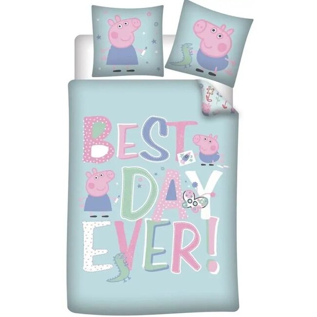 Peppa Pig kinderdekbedovertrek Best Day Ever - microvezel - 140x200 + 63x63 cm