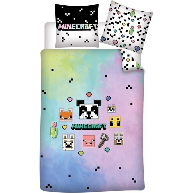 Minecraft dekbedovertrek multi - microvezel - 140x200 + 65x65 cm