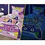 Glow in the dark dekbedovertrek Game roze - katoen - 140x200 + 70x80 cm