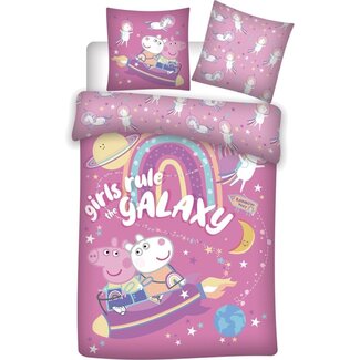 Peppa Pig Peppa Pig dekbedovertrek Girls rule the galaxy - microvezel - eenpersoons