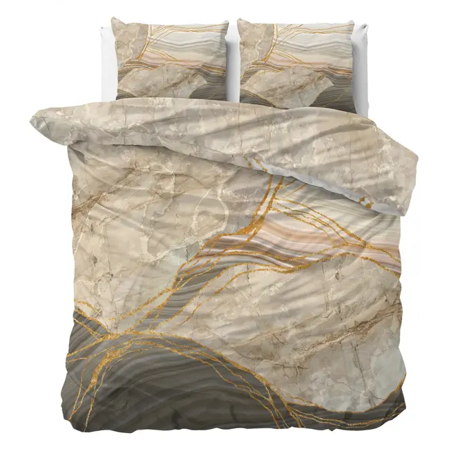 Katoensatijn dekbedovertrek Botticino taupe