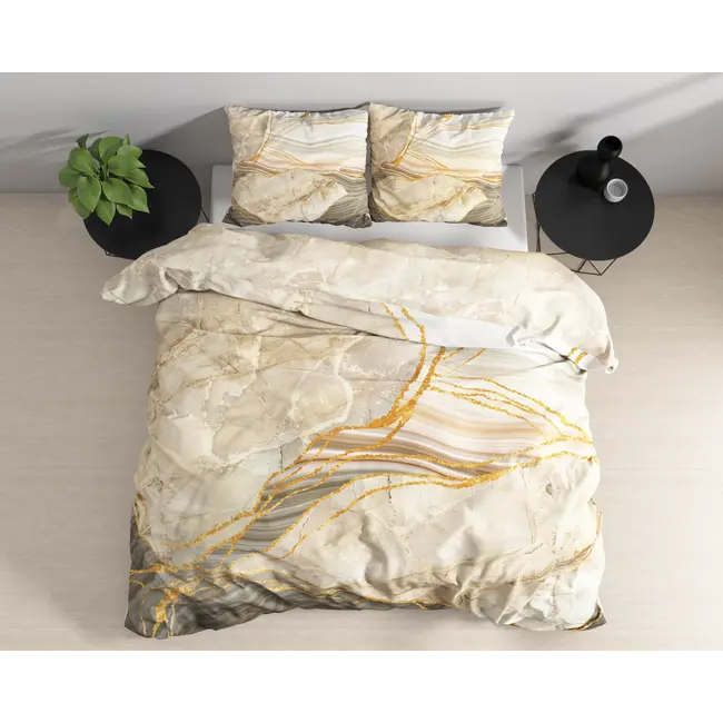 Katoensatijn dekbedovertrek Botticino taupe