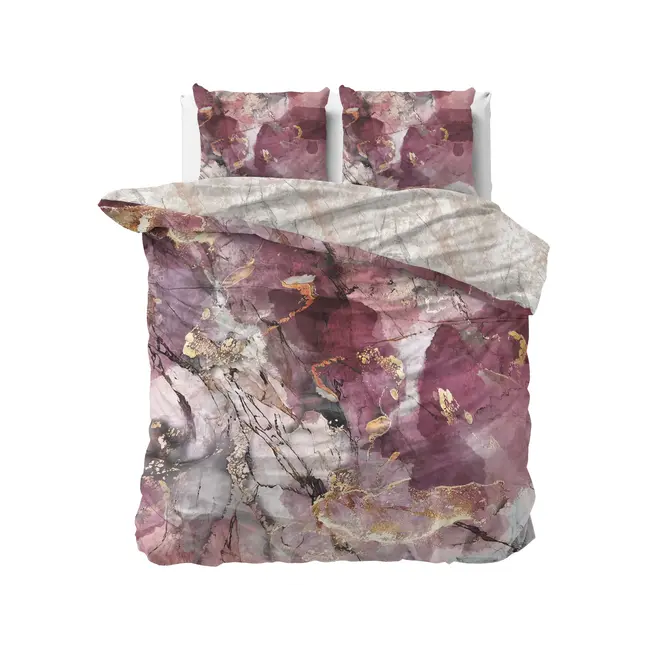 Katoen satijn dekbedovertrek Breccia roze