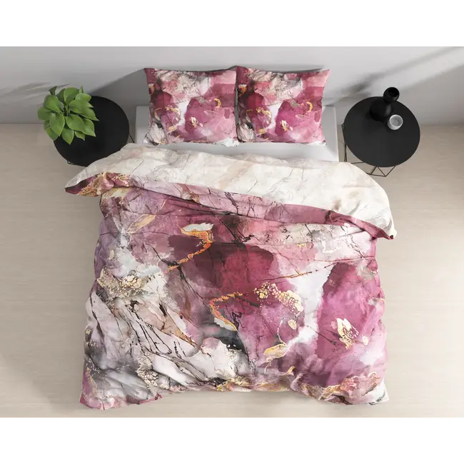 Katoen satijn dekbedovertrek Breccia roze