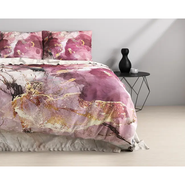 Katoen satijn dekbedovertrek Breccia roze
