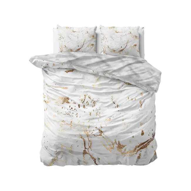 Katoen satijn dekbedovertrek Bianco wit