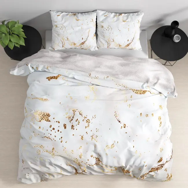 Katoen satijn dekbedovertrek Bianco wit