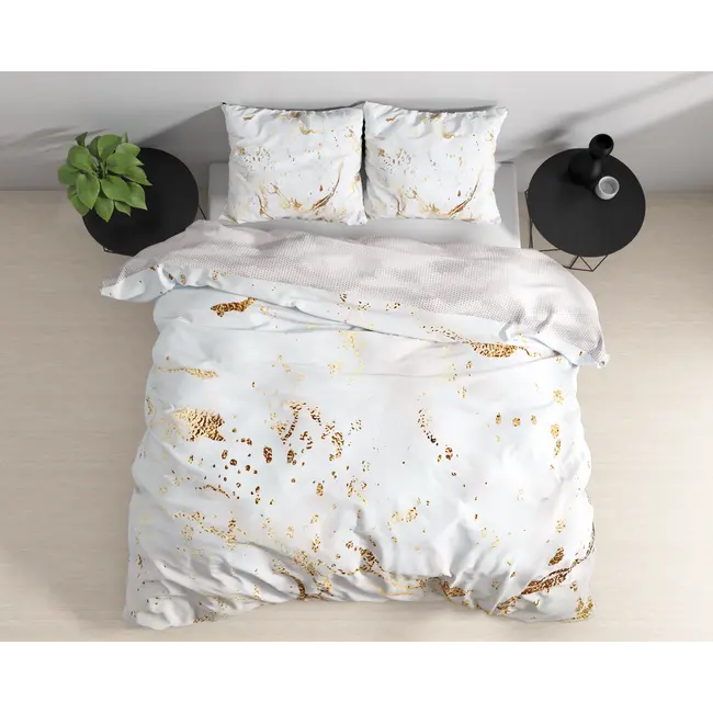 Katoen satijn dekbedovertrek Bianco wit