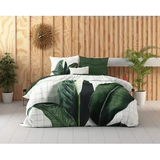 Dreamhouse Katoen satijn dekbedovertrek Botanical Wild Nature - 1-persoons (140x220 + 60x70cm)