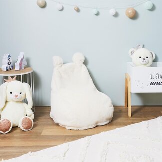 Home deco kids Kinder zitzak van imitatiebont wit voor kinderkamer