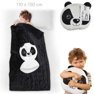 Home deco kids Logeerdeken 150x110 cm zwart panda - opvouwbaar