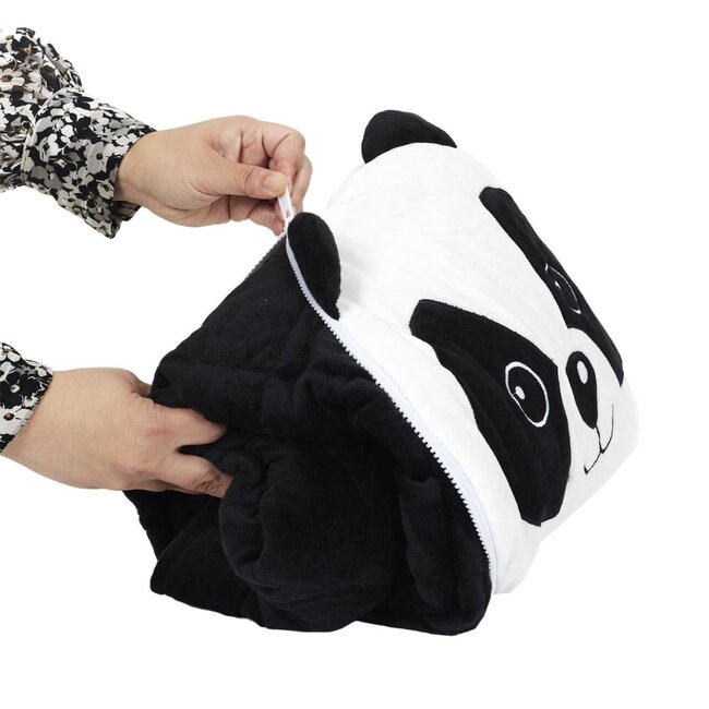 Logeerdeken 150x110 cm zwart panda - opvouwbaar