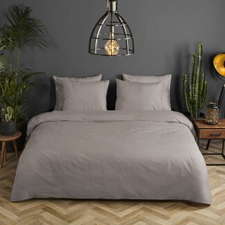 HiP Katoensatijn dekbedovertrek uni - clay