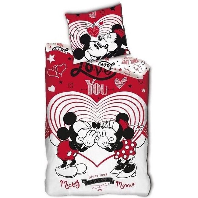 Mickey & Minnie Mouse dekbedovertrek Love You - microvezel - 140x200 + 65x65 cm