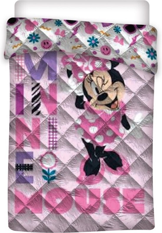 Kinderdekbed zonder overtrek Minnie Mouse - bloemen - 140x200 cm