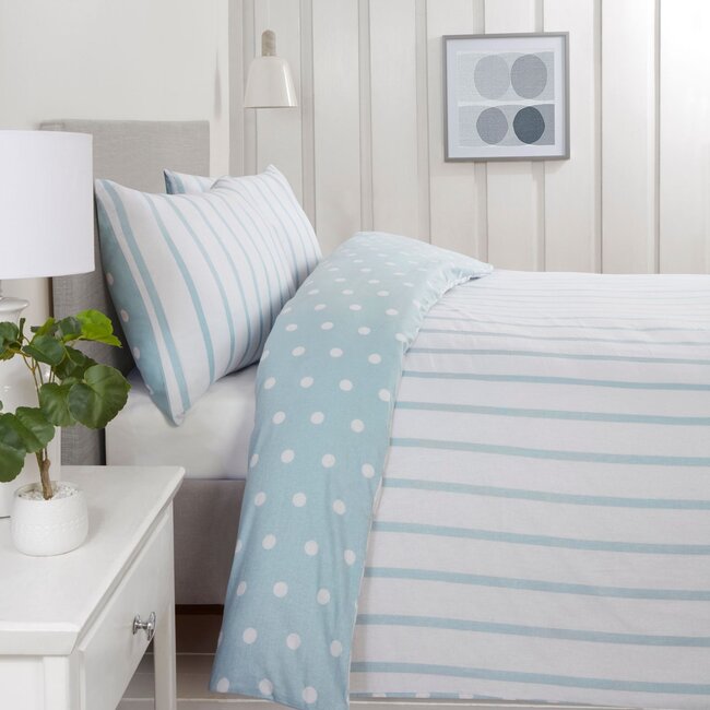 Microvezel dekbedovertrek Spots & Stripes - blauw