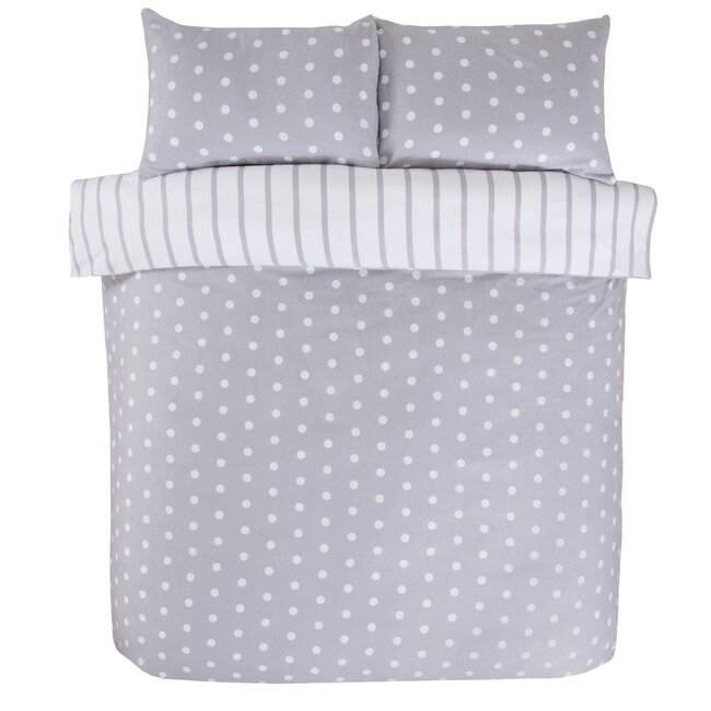 Microvezel dekbedovertrek Spots & Stripes - grijs