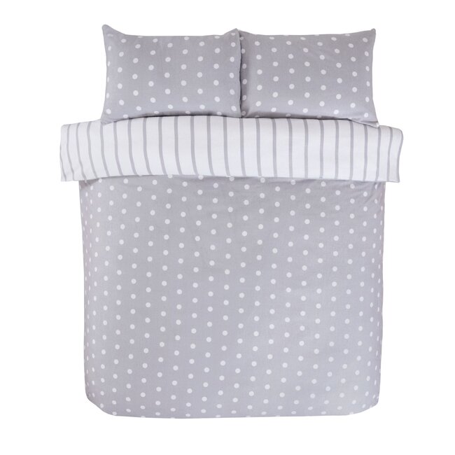Microvezel dekbedovertrek Spots & Stripes - grijs