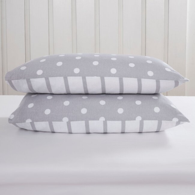 Microvezel dekbedovertrek Spots & Stripes - grijs