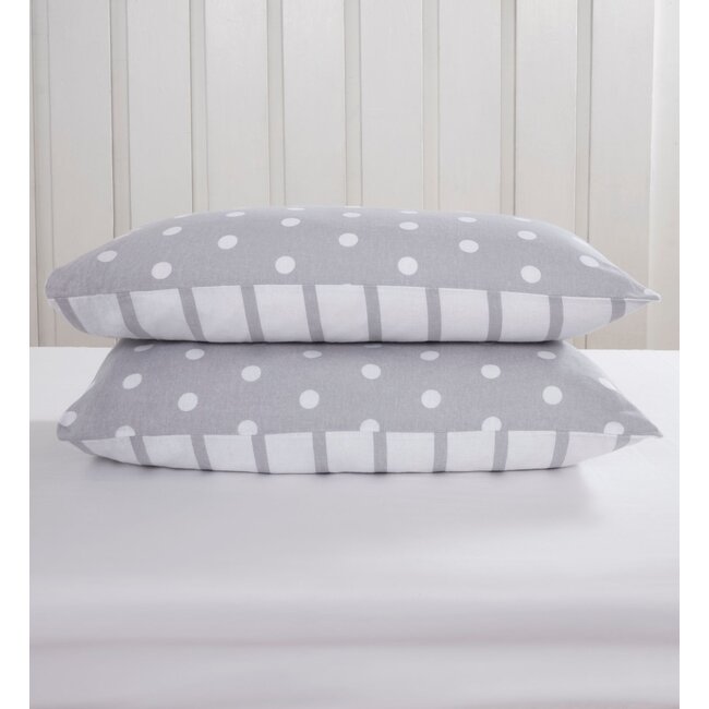 Microvezel dekbedovertrek Spots & Stripes - grijs