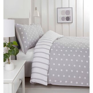 So Soft Microvezel dekbedovertrek Spots & Stripes - grijs