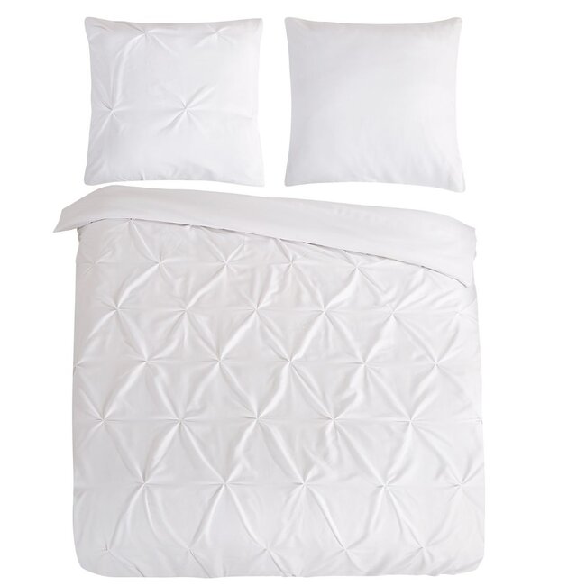 Dekbedovertrek Wit met Plooidesign – Microvezel